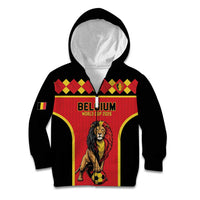 Custom World Football 2026 Belgium Kid Hoodie Belgian Lion Go Champions - Wonder Print Shop
