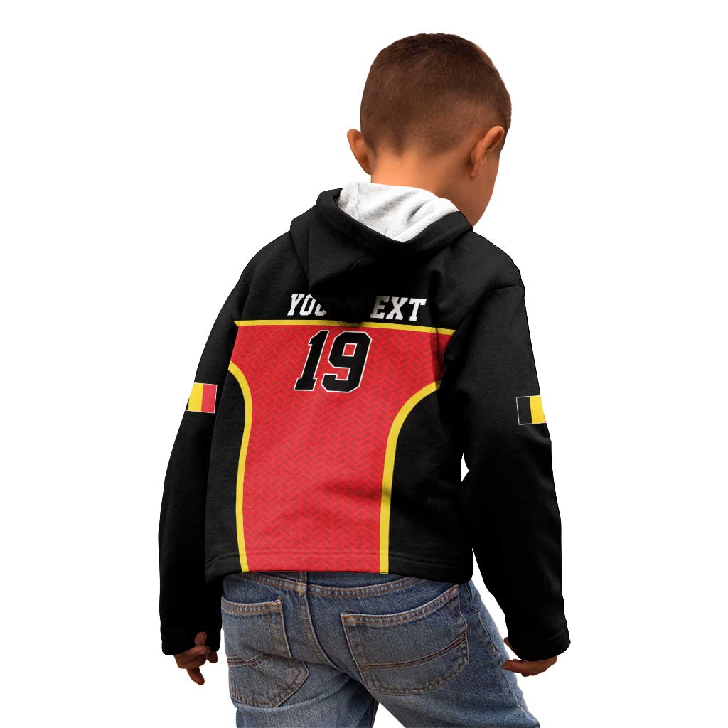 Custom World Football 2026 Belgium Kid Hoodie Belgian Lion Go Champions - Wonder Print Shop