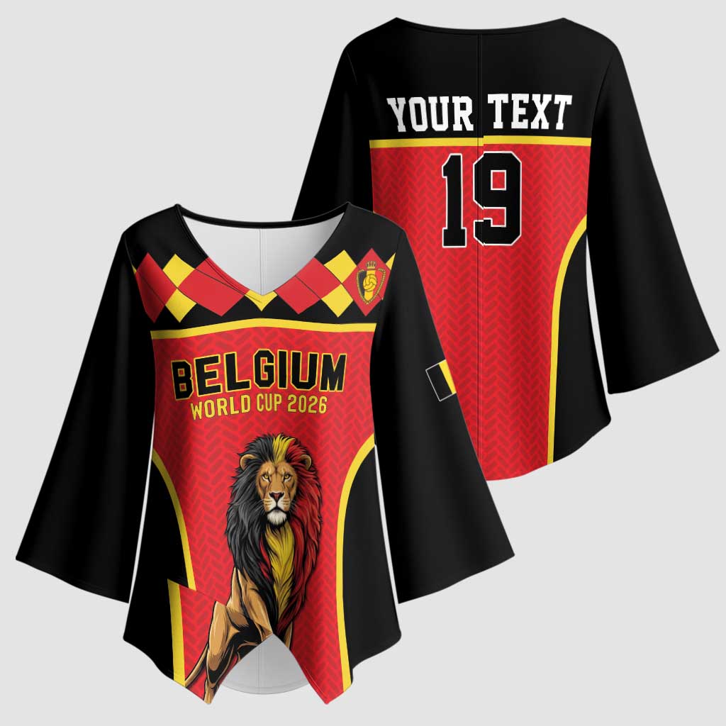 Custom World Football 2026 Belgium Kimono Sleeve Blouse Belgian Lion Go Champions - Wonder Print Shop