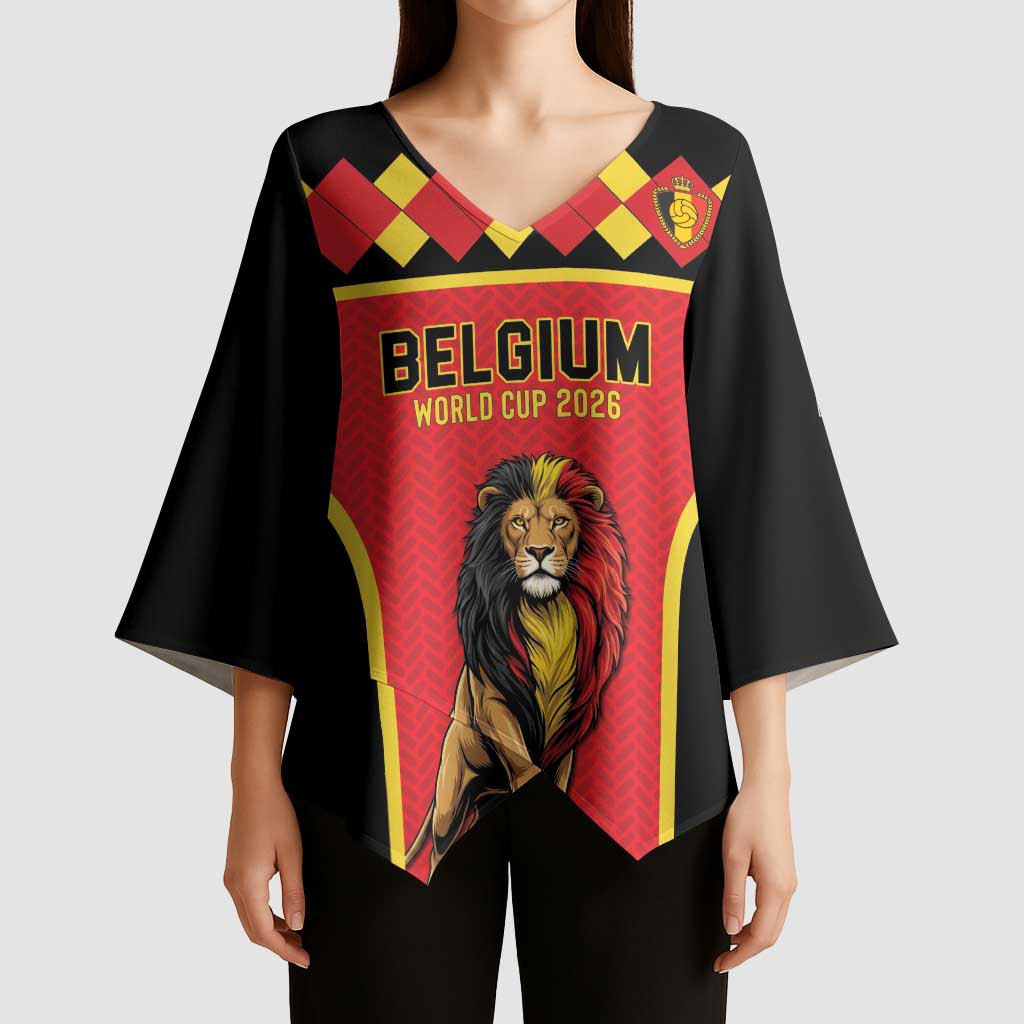 Custom World Football 2026 Belgium Kimono Sleeve Blouse Belgian Lion Go Champions - Wonder Print Shop