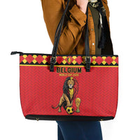 World Football 2026 Belgium Leather Tote Bag Belgian Lion Go Champions - Wonder Print Shop