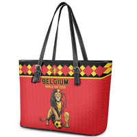 World Football 2026 Belgium Leather Tote Bag Belgian Lion Go Champions - Wonder Print Shop