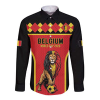 Custom World Football 2026 Belgium Long Sleeve Button Shirt Belgian Lion Go Champions - Wonder Print Shop