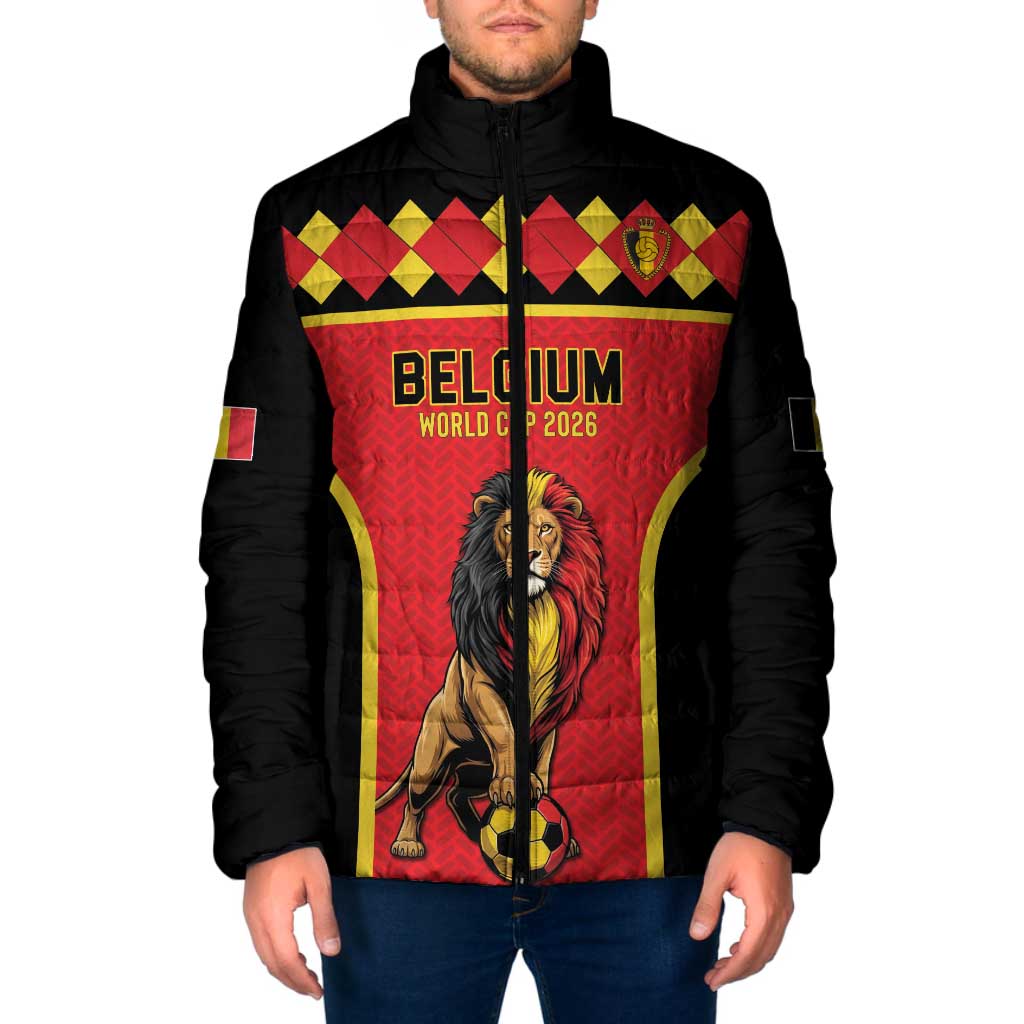 Custom World Football 2026 Belgium Padded Jacket Belgian Lion Go Champions - Wonder Print Shop