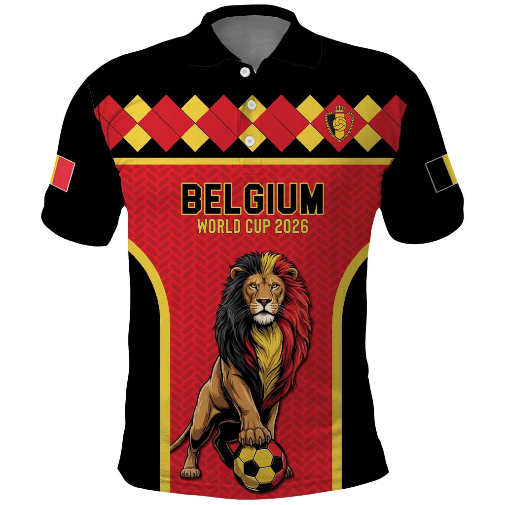 Custom World Football 2026 Belgium Polo Shirt Belgian Lion Go Champions - Wonder Print Shop