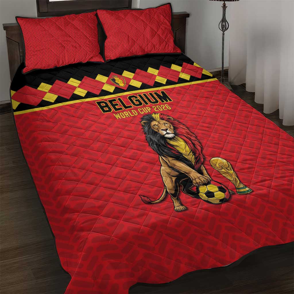 World Football 2026 Belgium Quilt Bed Set Belgian Lion Go Champions - Wonder Print Shop