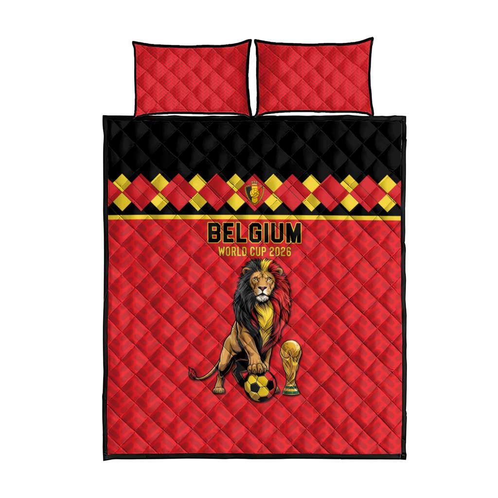 World Football 2026 Belgium Quilt Bed Set Belgian Lion Go Champions - Wonder Print Shop