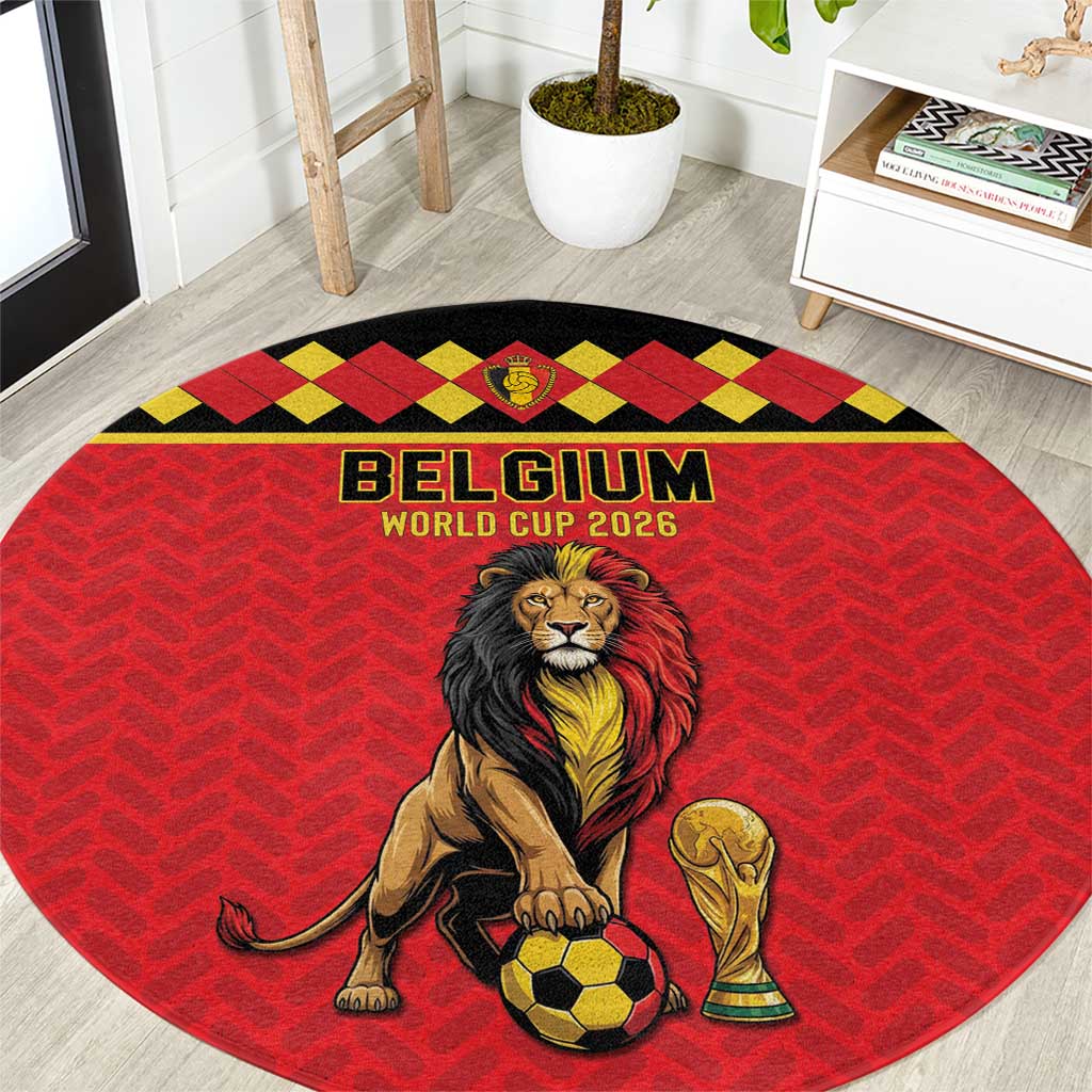 World Football 2026 Belgium Round Carpet Belgian Lion Go Champions - Wonder Print Shop