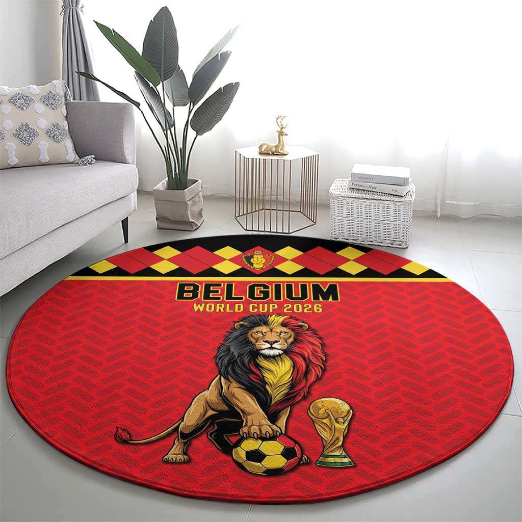 World Football 2026 Belgium Round Carpet Belgian Lion Go Champions - Wonder Print Shop