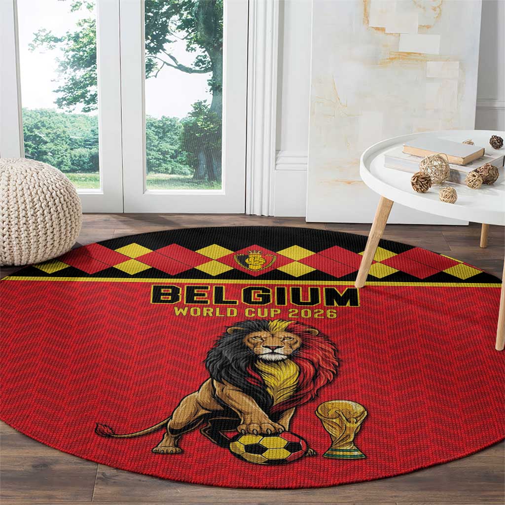 World Football 2026 Belgium Round Carpet Belgian Lion Go Champions - Wonder Print Shop