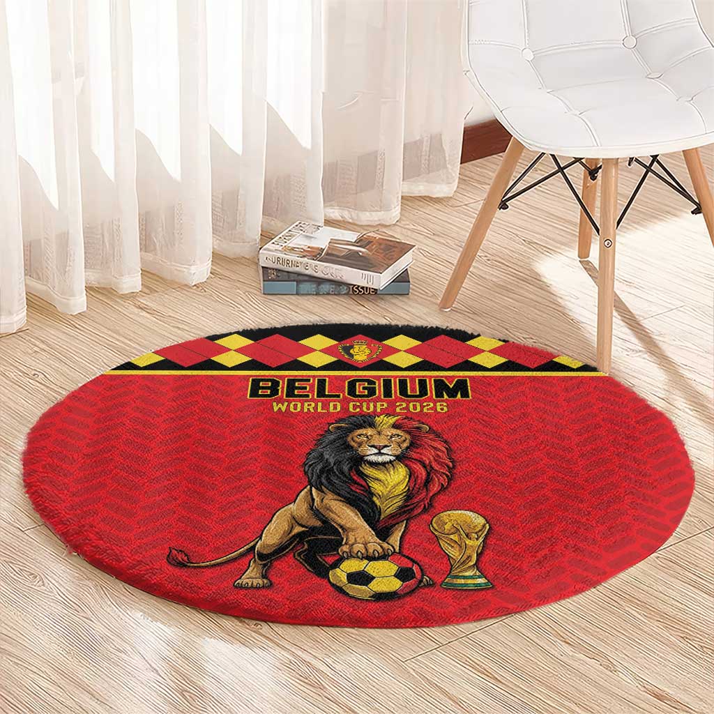 World Football 2026 Belgium Round Carpet Belgian Lion Go Champions - Wonder Print Shop
