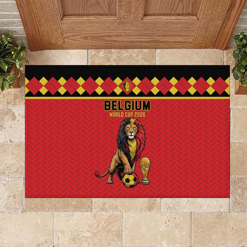 World Football 2026 Belgium Rubber Doormat Belgian Lion Go Champions - Wonder Print Shop
