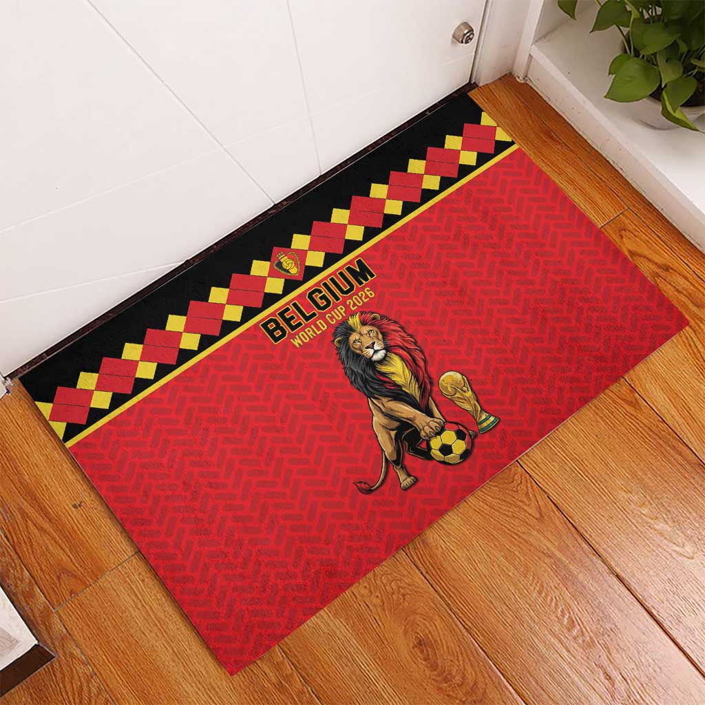 World Football 2026 Belgium Rubber Doormat Belgian Lion Go Champions - Wonder Print Shop