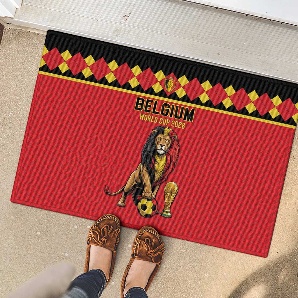 World Football 2026 Belgium Rubber Doormat Belgian Lion Go Champions - Wonder Print Shop