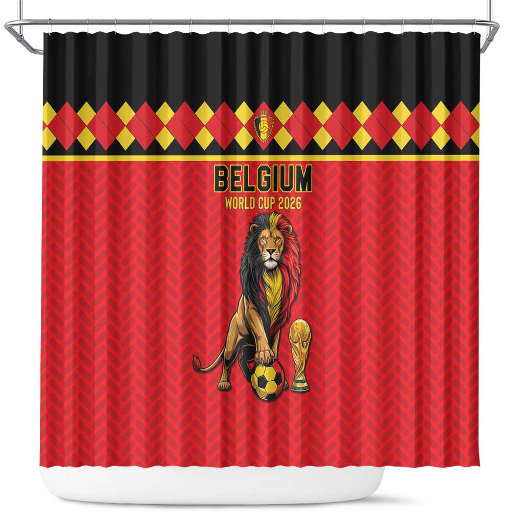 World Football 2026 Belgium Shower Curtain Belgian Lion Go Champions - Wonder Print Shop