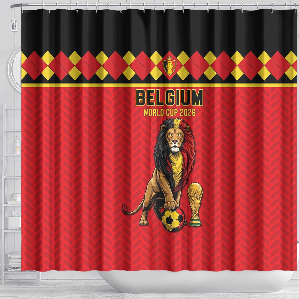 World Football 2026 Belgium Shower Curtain Belgian Lion Go Champions - Wonder Print Shop