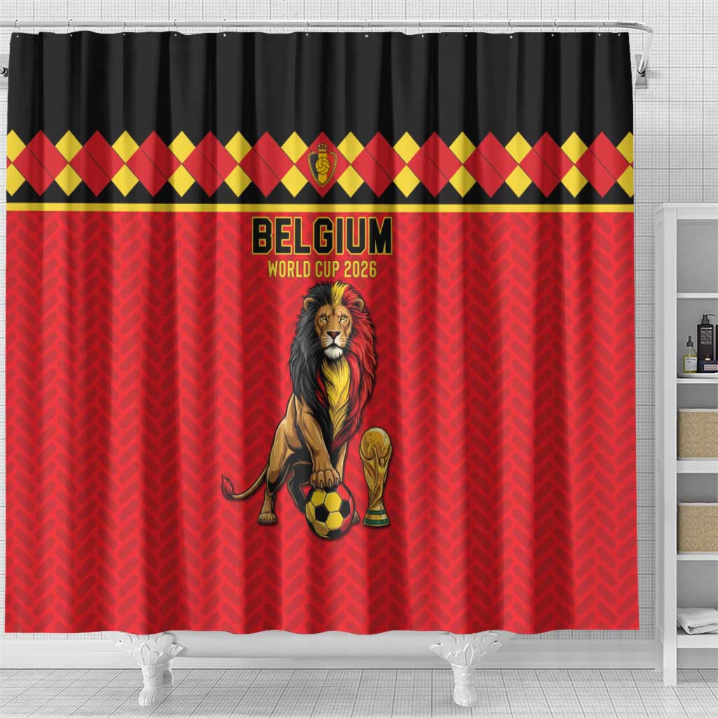 World Football 2026 Belgium Shower Curtain Belgian Lion Go Champions - Wonder Print Shop