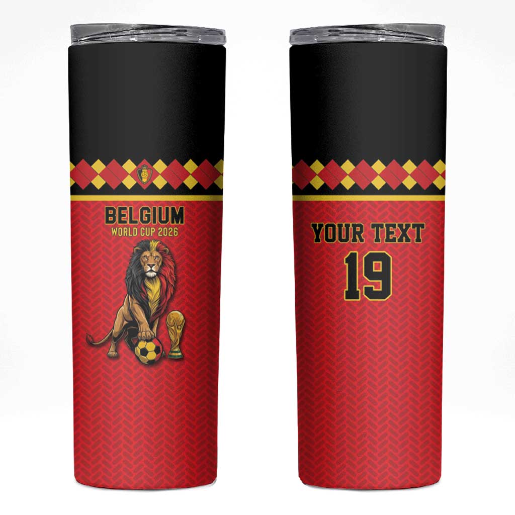 Custom World Football 2026 Belgium Skinny Tumbler Belgian Lion Go Champions - Wonder Print Shop