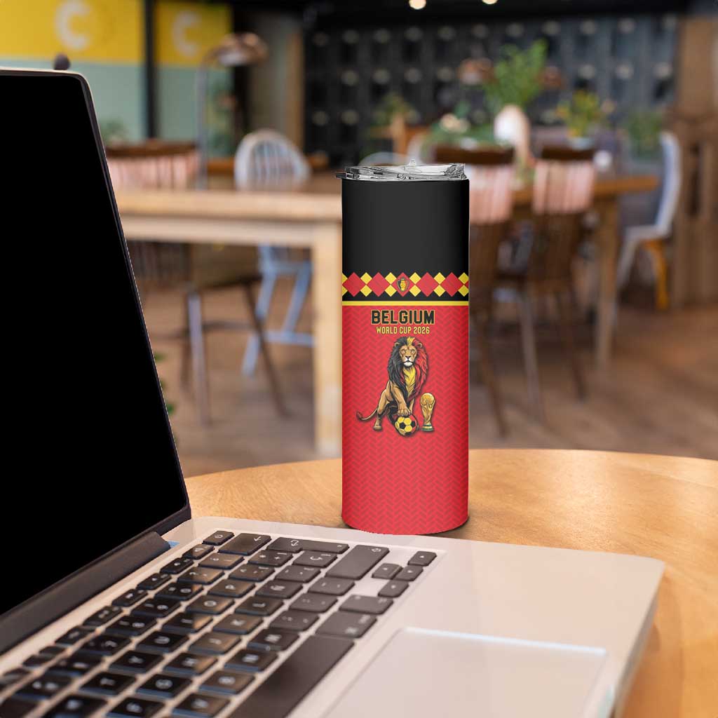 Custom World Football 2026 Belgium Skinny Tumbler Belgian Lion Go Champions - Wonder Print Shop