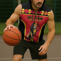Custom World Football 2026 Belgium Sleeveless Zip Hoodie Belgian Lion Go Champions - Wonder Print Shop
