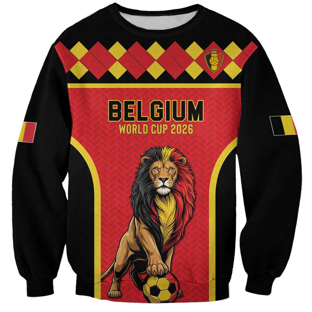 Custom World Football 2026 Belgium Sweatshirt Belgian Lion Go Champions - Wonder Print Shop