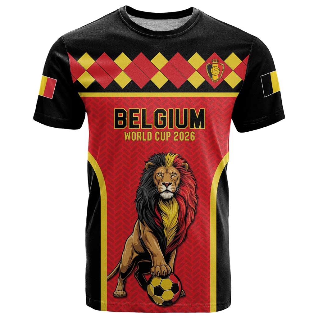Custom World Football 2026 Belgium T Shirt Belgian Lion Go Champions - Wonder Print Shop