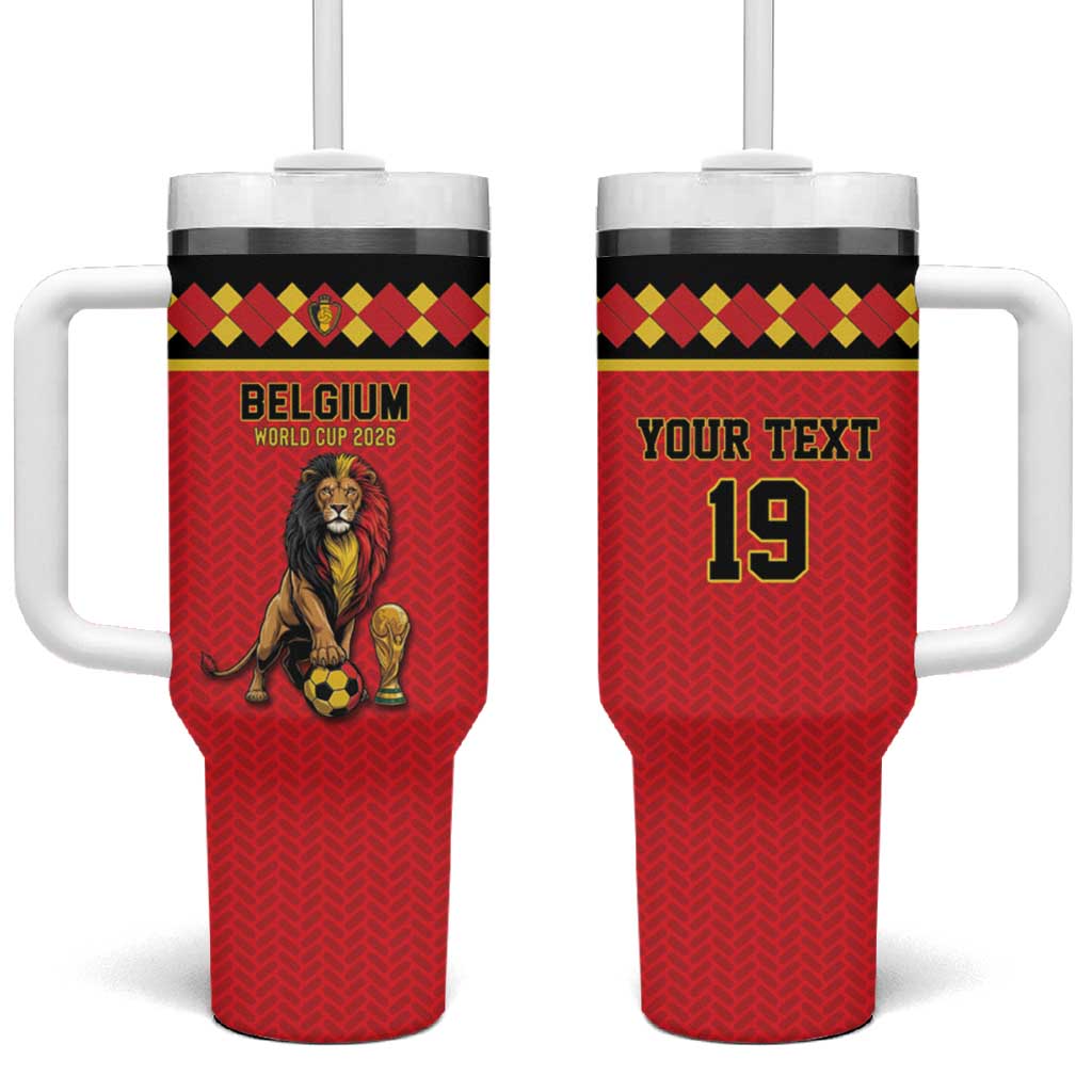 Custom World Football 2026 Belgium Tumbler With Handle Belgian Lion Go Champions - Wonder Print Shop