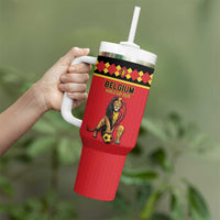 Custom World Football 2026 Belgium Tumbler With Handle Belgian Lion Go Champions - Wonder Print Shop
