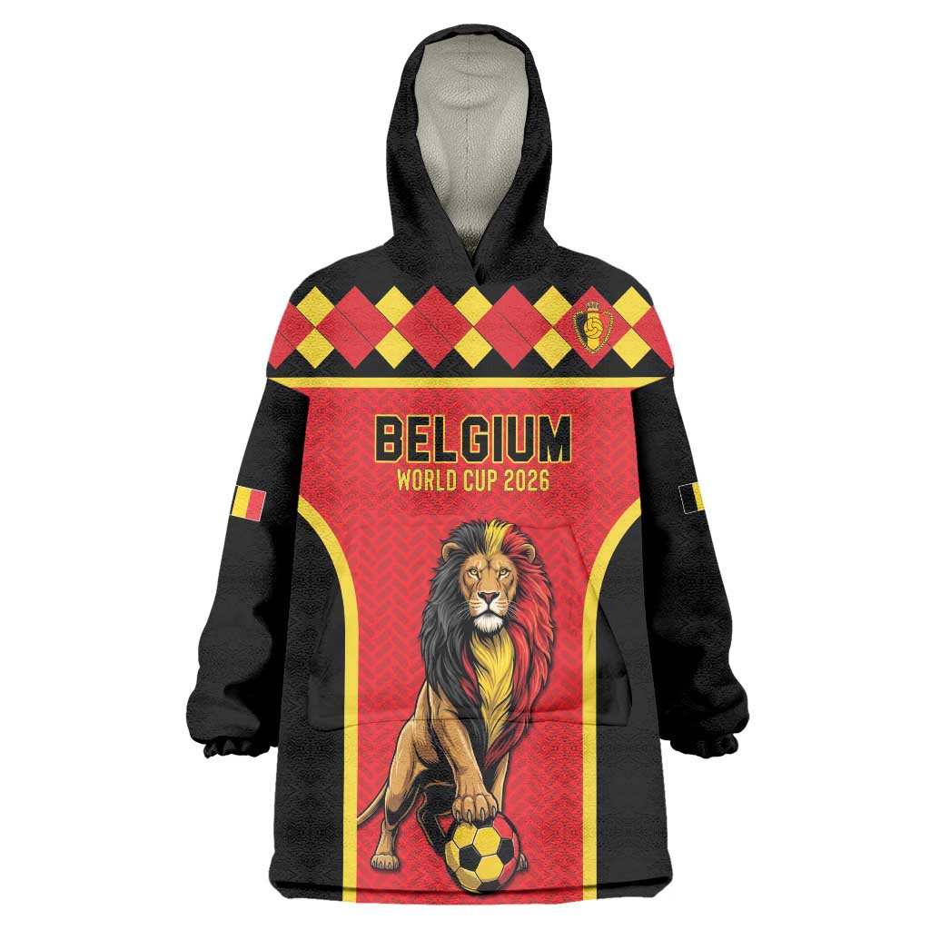 Custom World Football 2026 Belgium Wearable Blanket Hoodie Belgian Lion Go Champions - Wonder Print Shop