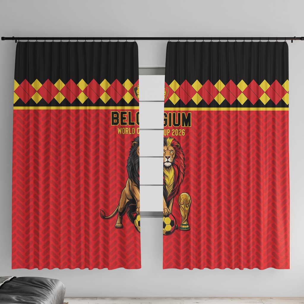 World Football 2026 Belgium Window Curtain Belgian Lion Go Champions - Wonder Print Shop