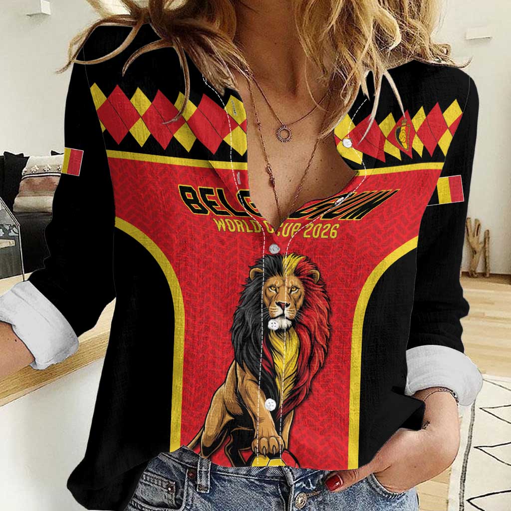Custom World Football 2026 Belgium Women Casual Shirt Belgian Lion Go Champions - Wonder Print Shop