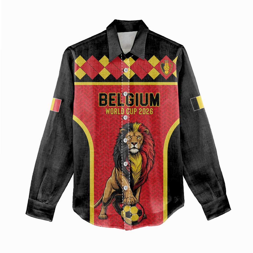Custom World Football 2026 Belgium Women Casual Shirt Belgian Lion Go Champions - Wonder Print Shop