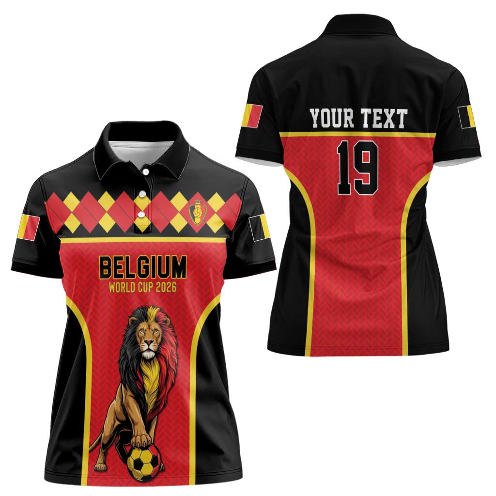 Custom World Football 2026 Belgium Women Polo Shirt Belgian Lion Go Champions - Wonder Print Shop