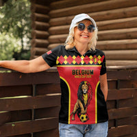 Custom World Football 2026 Belgium Women Polo Shirt Belgian Lion Go Champions - Wonder Print Shop