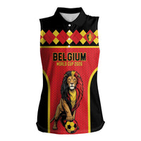 Custom World Football 2026 Belgium Women Sleeveless Polo Shirt Belgian Lion Go Champions - Wonder Print Shop