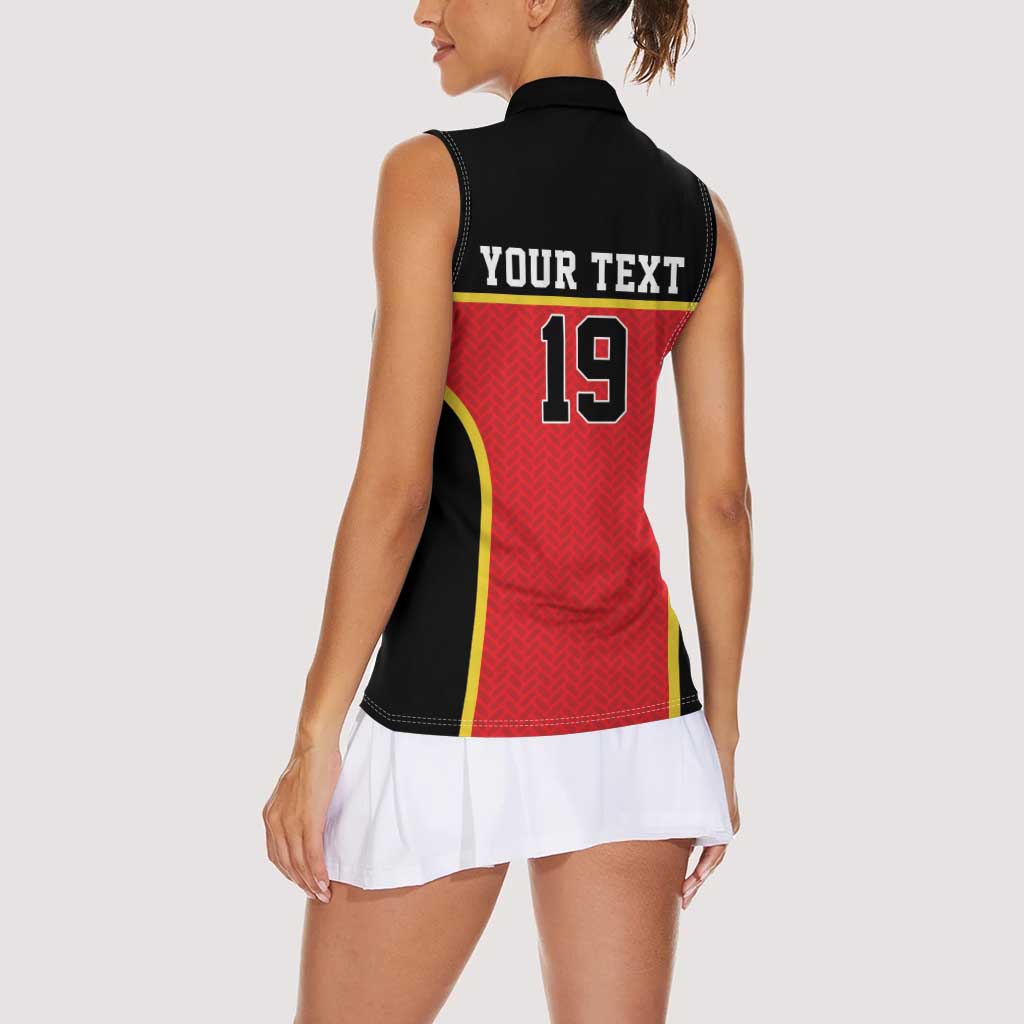 Custom World Football 2026 Belgium Women Sleeveless Polo Shirt Belgian Lion Go Champions - Wonder Print Shop