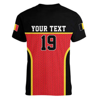 Custom World Football 2026 Belgium Women V-Neck T-Shirt Belgian Lion Go Champions - Wonder Print Shop
