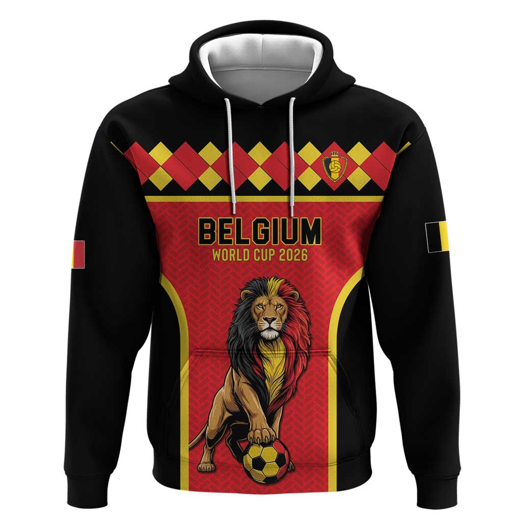Custom World Football 2026 Belgium Zip Hoodie Belgian Lion Go Champions - Wonder Print Shop