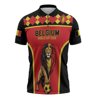 Custom World Football 2026 Belgium Zipper Polo Shirt Belgian Lion Go Champions - Wonder Print Shop