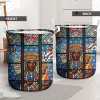 Polish Black Madonna of Czestochowa Laundry Basket Our Lady of Poland Stained Glass
