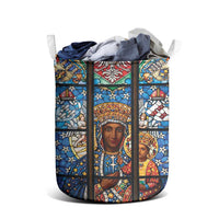 Polish Black Madonna of Czestochowa Laundry Basket Our Lady of Poland Stained Glass