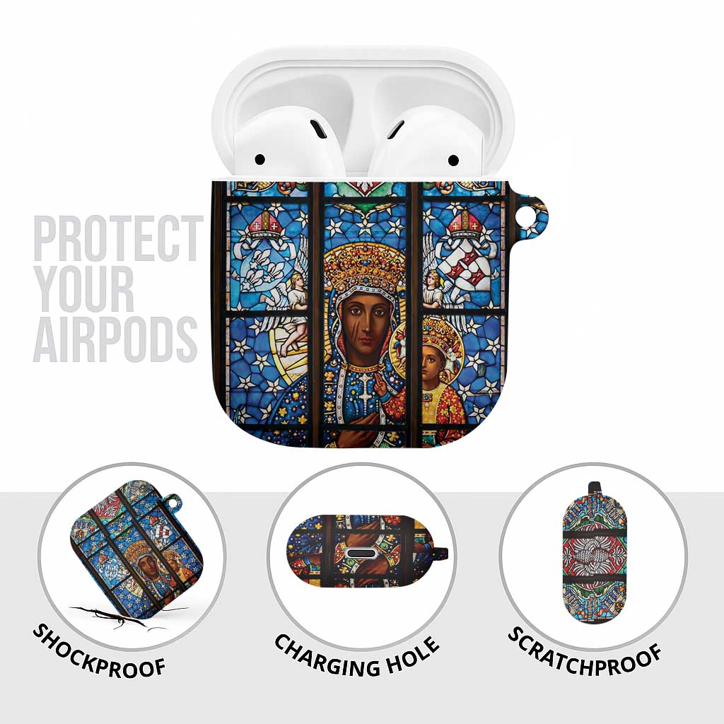 Polish Black Madonna of Czestochowa AirPods Case Our Lady of Poland Stained Glass