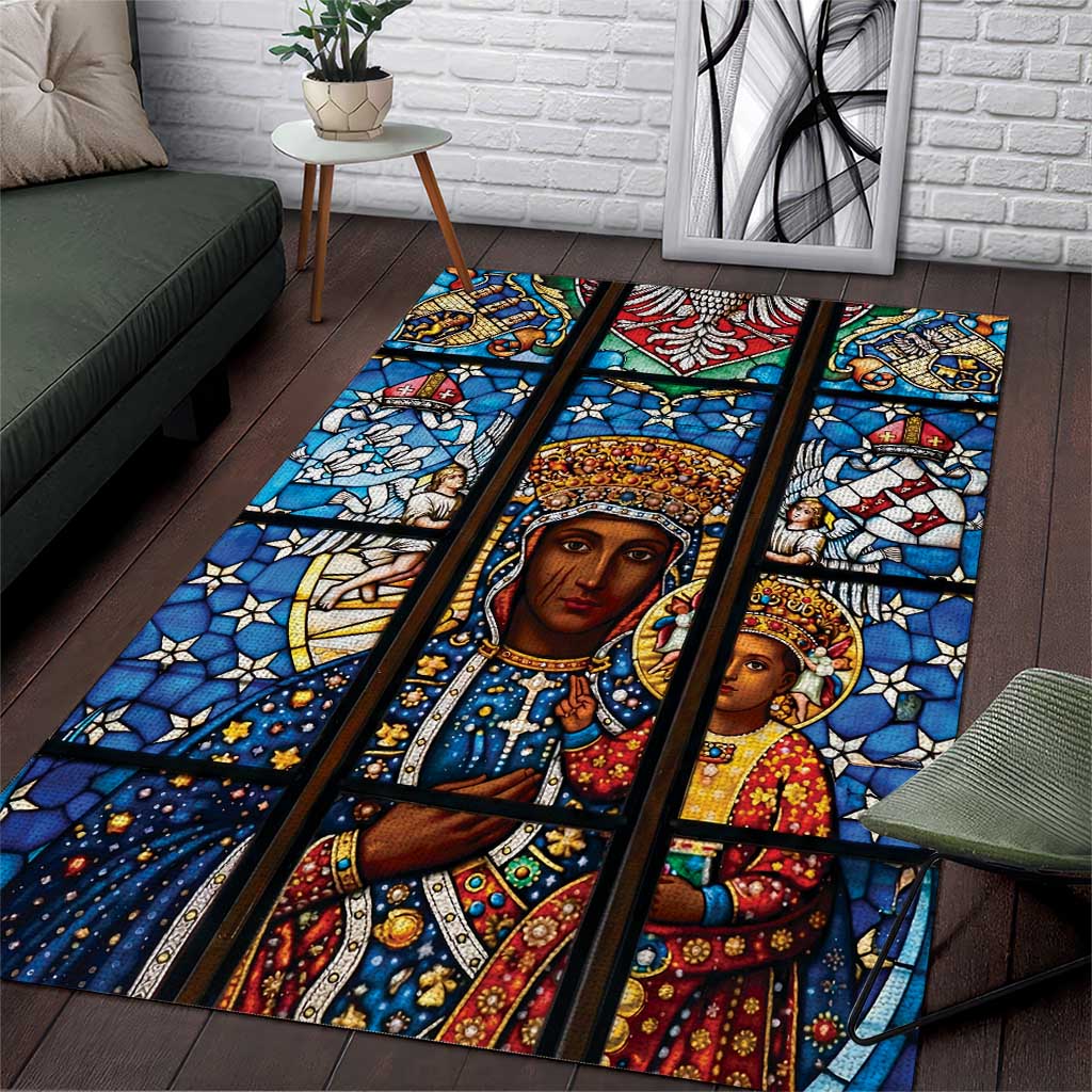 Polish Black Madonna of Czestochowa Area Rug Our Lady of Poland Stained Glass
