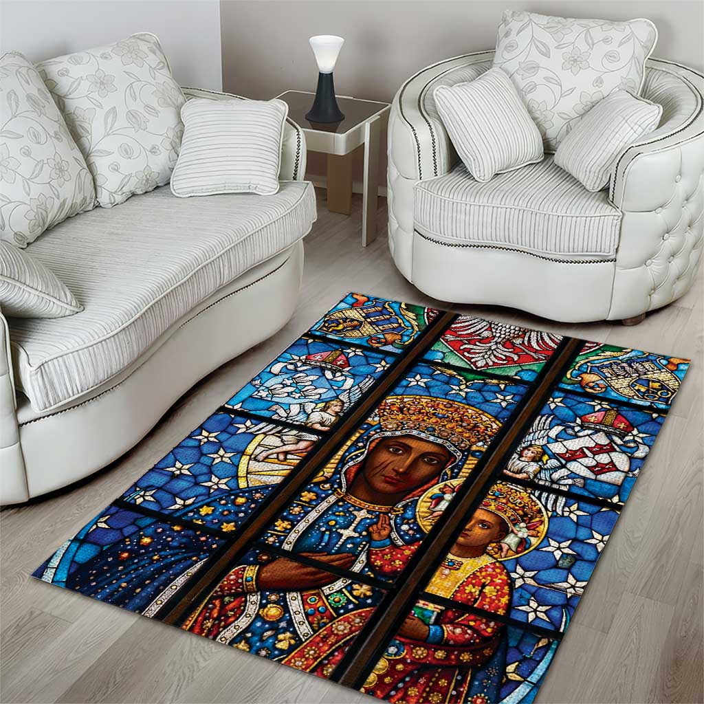 Polish Black Madonna of Czestochowa Area Rug Our Lady of Poland Stained Glass