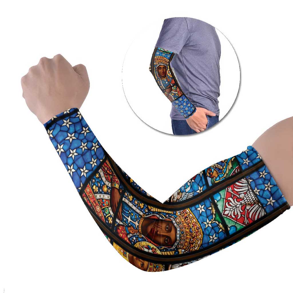Polish Black Madonna of Czestochowa Arm Sleeves Our Lady of Poland Stained Glass