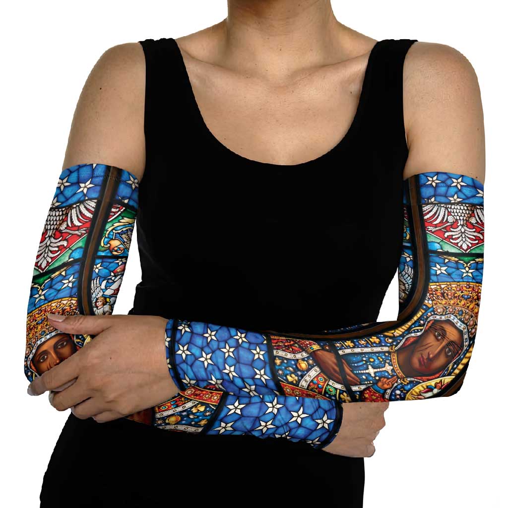 Polish Black Madonna of Czestochowa Arm Sleeves Our Lady of Poland Stained Glass