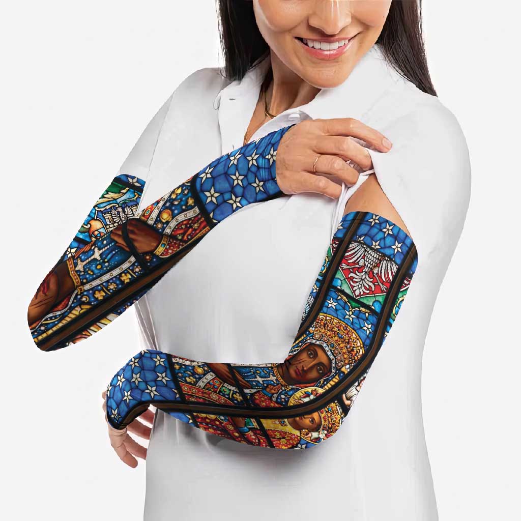 Polish Black Madonna of Czestochowa Arm Sleeves Our Lady of Poland Stained Glass