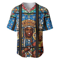 Polish Black Madonna of Czestochowa Baseball Jersey Our Lady of Poland Stained Glass