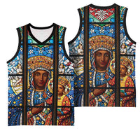 Polish Black Madonna of Czestochowa Basketball Jersey Our Lady of Poland Stained Glass