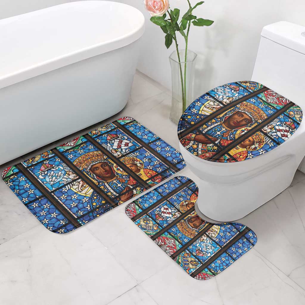 Polish Black Madonna of Czestochowa Bathroom Set Our Lady of Poland Stained Glass
